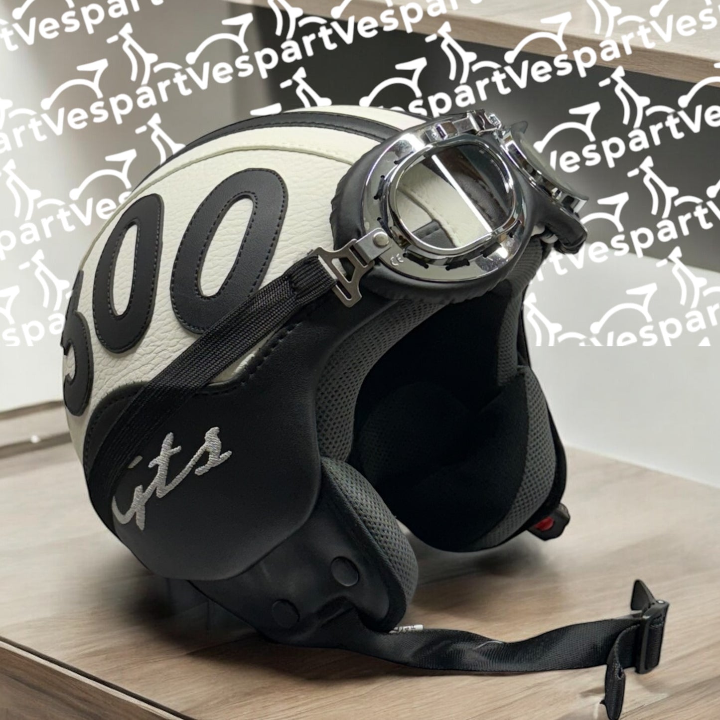 Casco Vintage in pelle personalizzabile 300 Gts Compatibile Vespa Ducati Moto Guzzi Harley Davidson