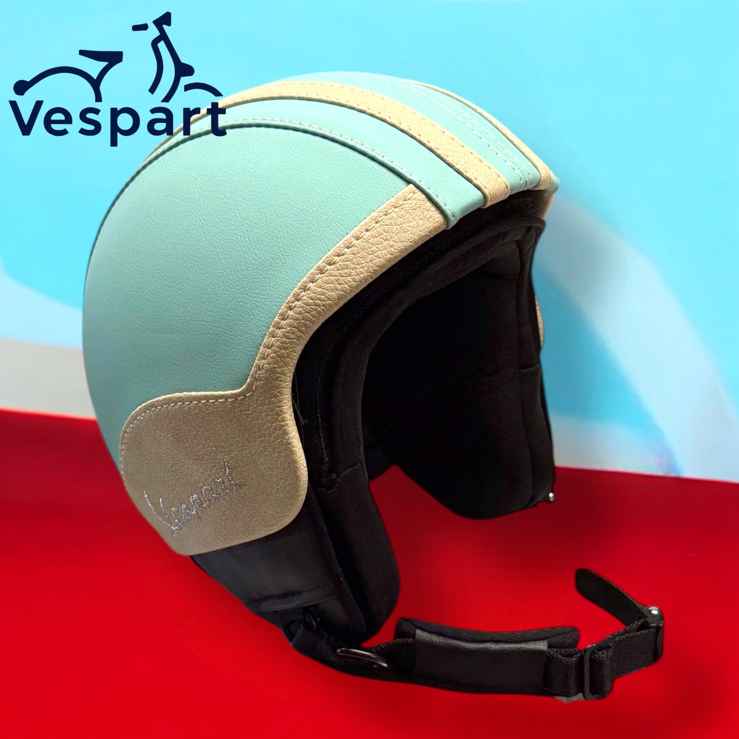 Casco Vintage in pelle personalizzato Gts Compatibile Vespa Verde Amabile Moto Guzzi Harley Davidson