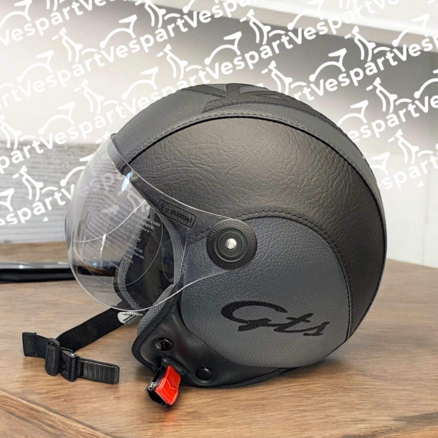 Casco Vintage in pelle personalizzato Gts Compatibile Vespa e Lambretta Moto Guzzi Harley Davidson