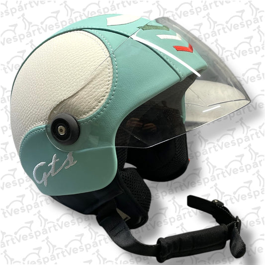 Casco Vintage in pelle personalizzato Gts Compatibile Vespa Ducati Moto Guzzi Harley Davidson